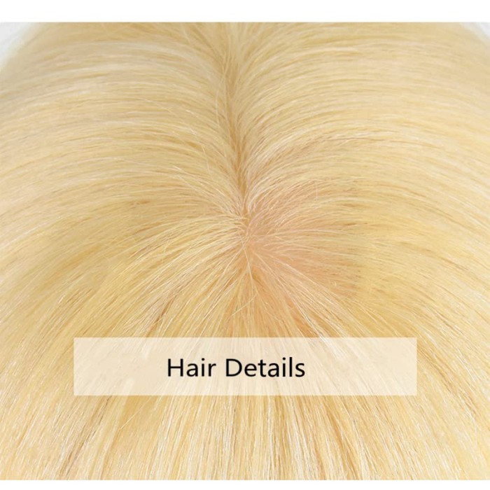 613 Blonde Human Hair Toppers For Women Clip In Toppers With Fringes