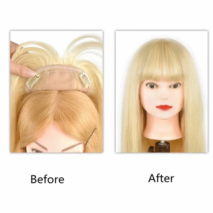 613 Blonde Human Hair Toppers For Women Clip In Toppers With Fringes