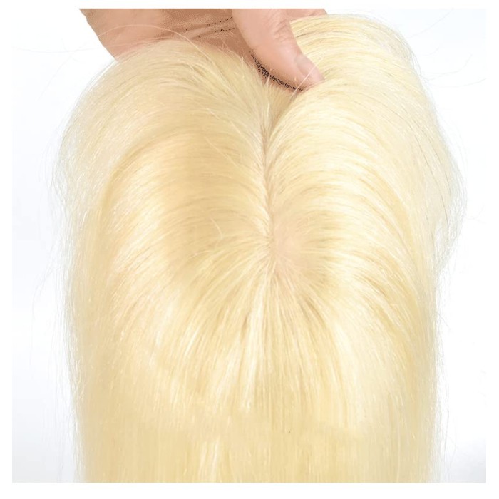 613 Blonde Human Hair Toppers For Women Clip In Toppers With Fringes