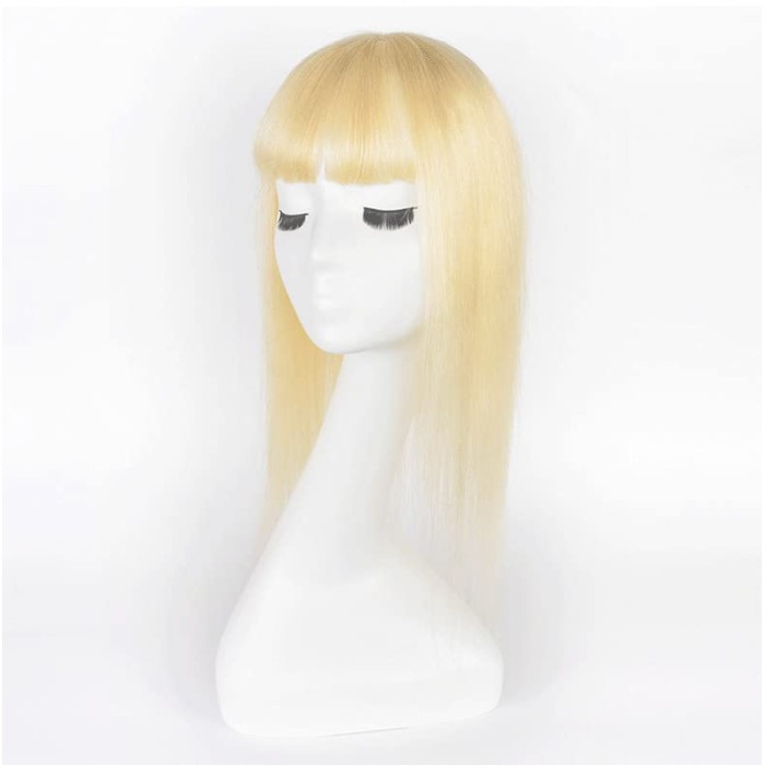 613 Blonde Human Hair Toppers For Women Clip In Toppers With Fringes