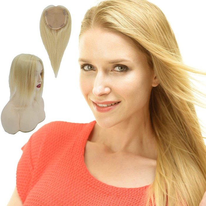 Human Hair Silk Base Hair Toppers For Women With Thinning Hair