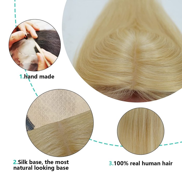 Human Hair Silk Base Hair Toppers For Women With Thinning Hair