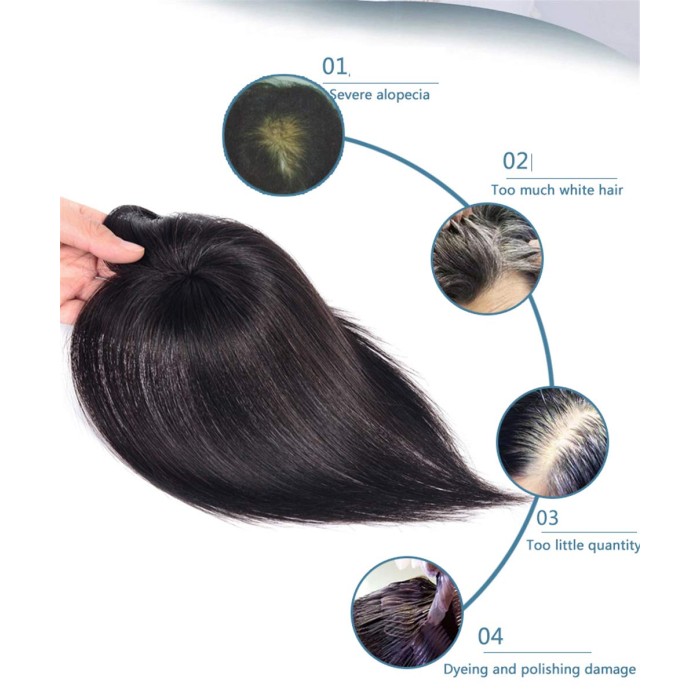 360 Degree Clip In Human Hair Topper For Bald Women