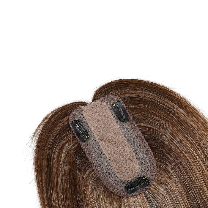 100% Human Hair Clip In On Hair Toppers With Bangs