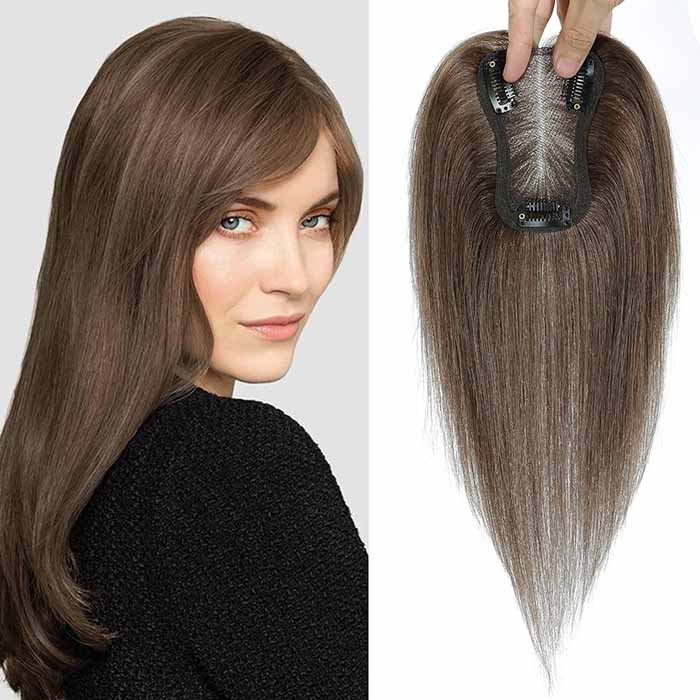 Real Human Hair Toppers 4" * 4.5" for Thinning Hair Pieces for Women No Bangs