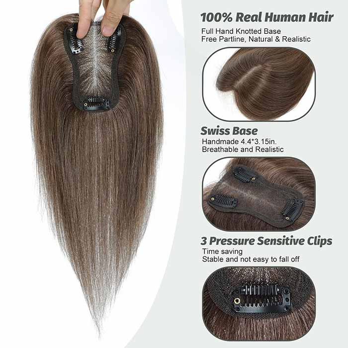 Real Human Hair Toppers for Thinning Hair Pieces for Women No Bangs