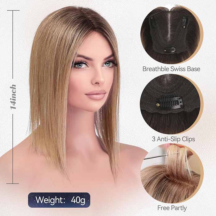 14 inch Hair Toppers for Women Real Human Hair 4.5