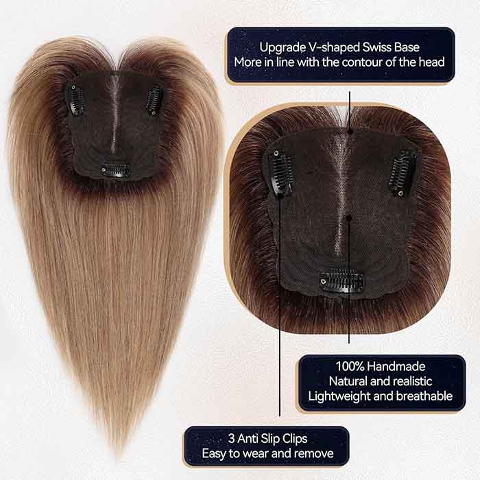 14 inch Hair Toppers for Women Real Human Hair 4.5