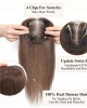 Hand-made Real Human Hair 4 * 4.8 Inch Swiss Base Hair Toppers for Women Without Bangs