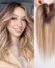 Ombre Light Blonde 100% Real Human Hair Toppers for Women No bangs