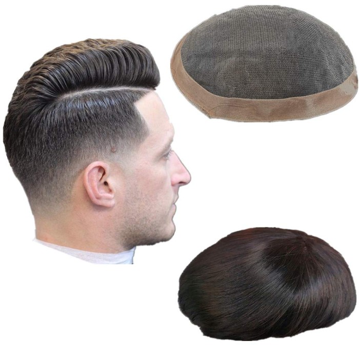 Human Hair Toupee Mono Base With PU Edge