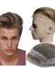 Blonde Hair Toupee Light Color Virgin Human Hair Replacement System For Men