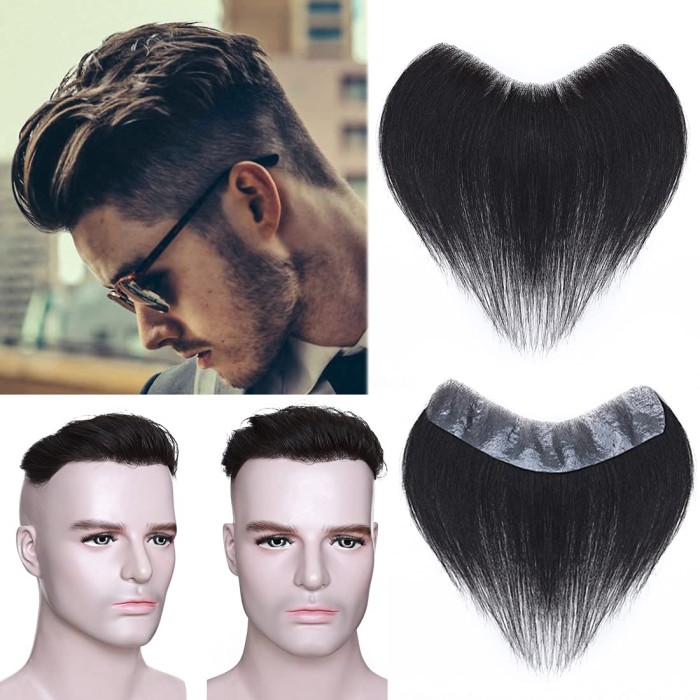 V Shape Topper Hairpiece Pu Thin Skin System For Men