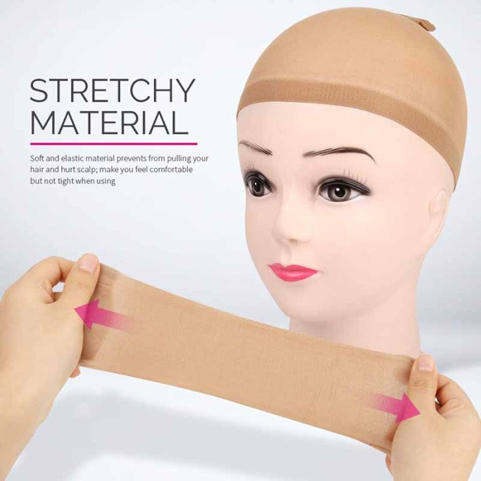 2 Pieces Light Brown Stocking Wig Caps Stretchy Nylon Wig Caps for Women