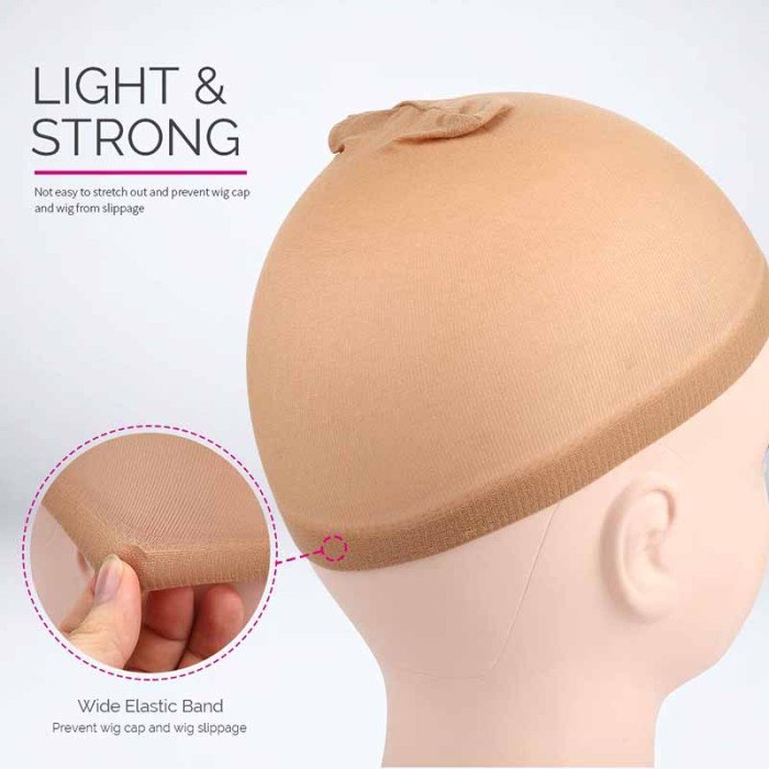 2 Pieces Light Brown Stocking Wig Caps Stretchy Nylon Wig Caps for Women