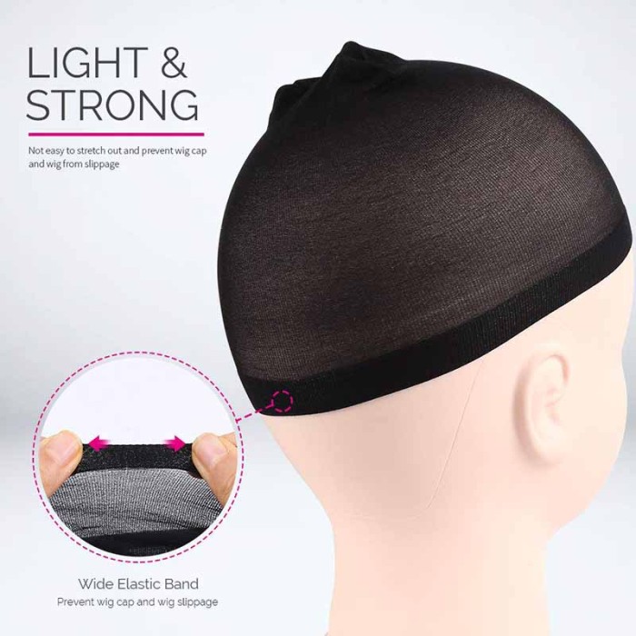 2 Pieces Black Stretchy Nylon Stocking Wig Caps for Women