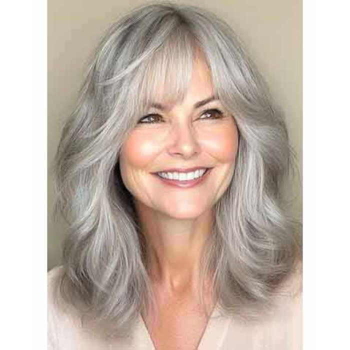 Trendy Medium Length Human Hair Wigs For Ladies