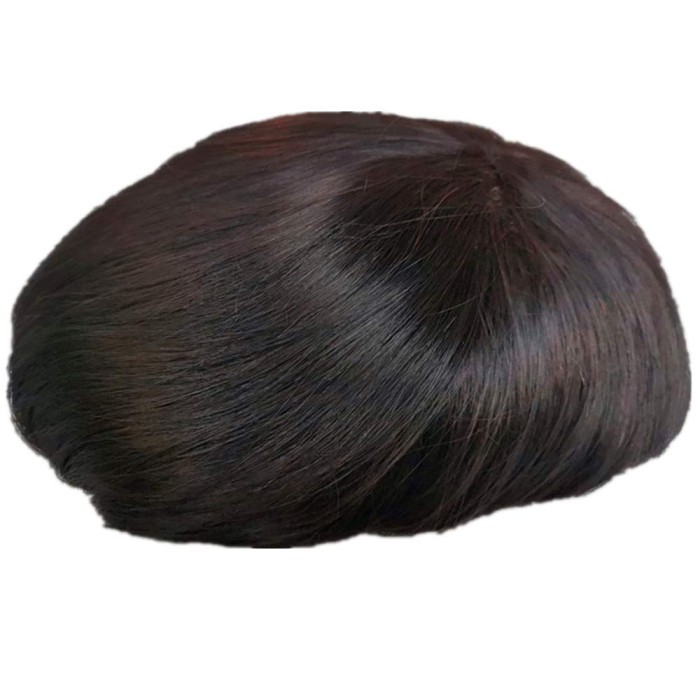 Human Hair Toupee Mono Base With PU Edge